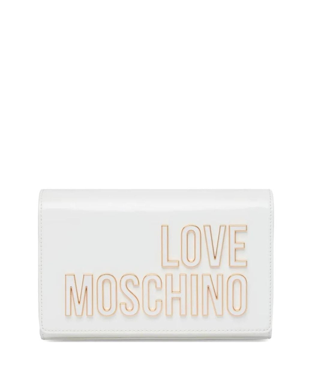 Love Moschino White Lettering Chain Clutch Bag
