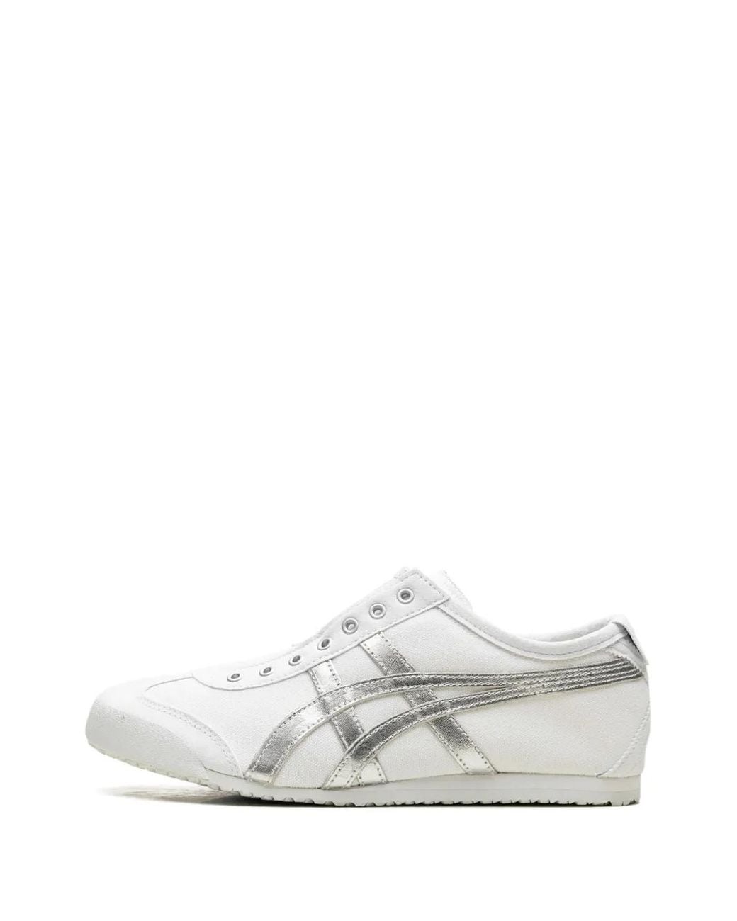 Onitsuka Tiger White Tiger Stripes Canvas Slip-On Sneakers