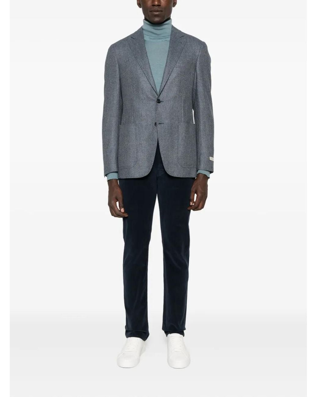 Canali Blue Textured Wool Blazer for men