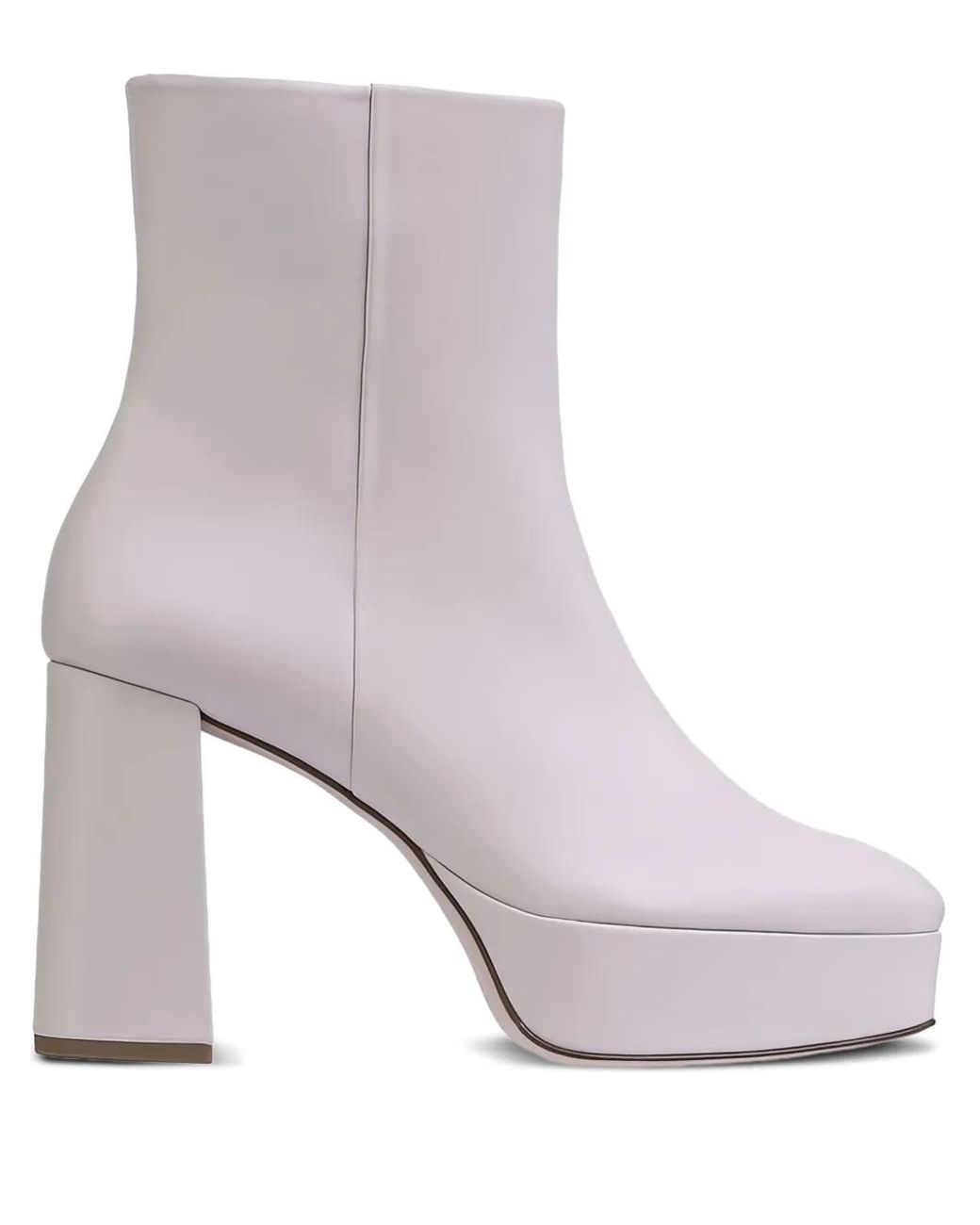 Högl White Nora Platform Block-Heel Ankle Boots
