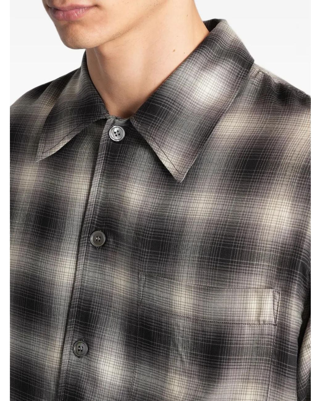 Our Legacy Gray Every Shirt Taos Check Saloon Tencel for men
