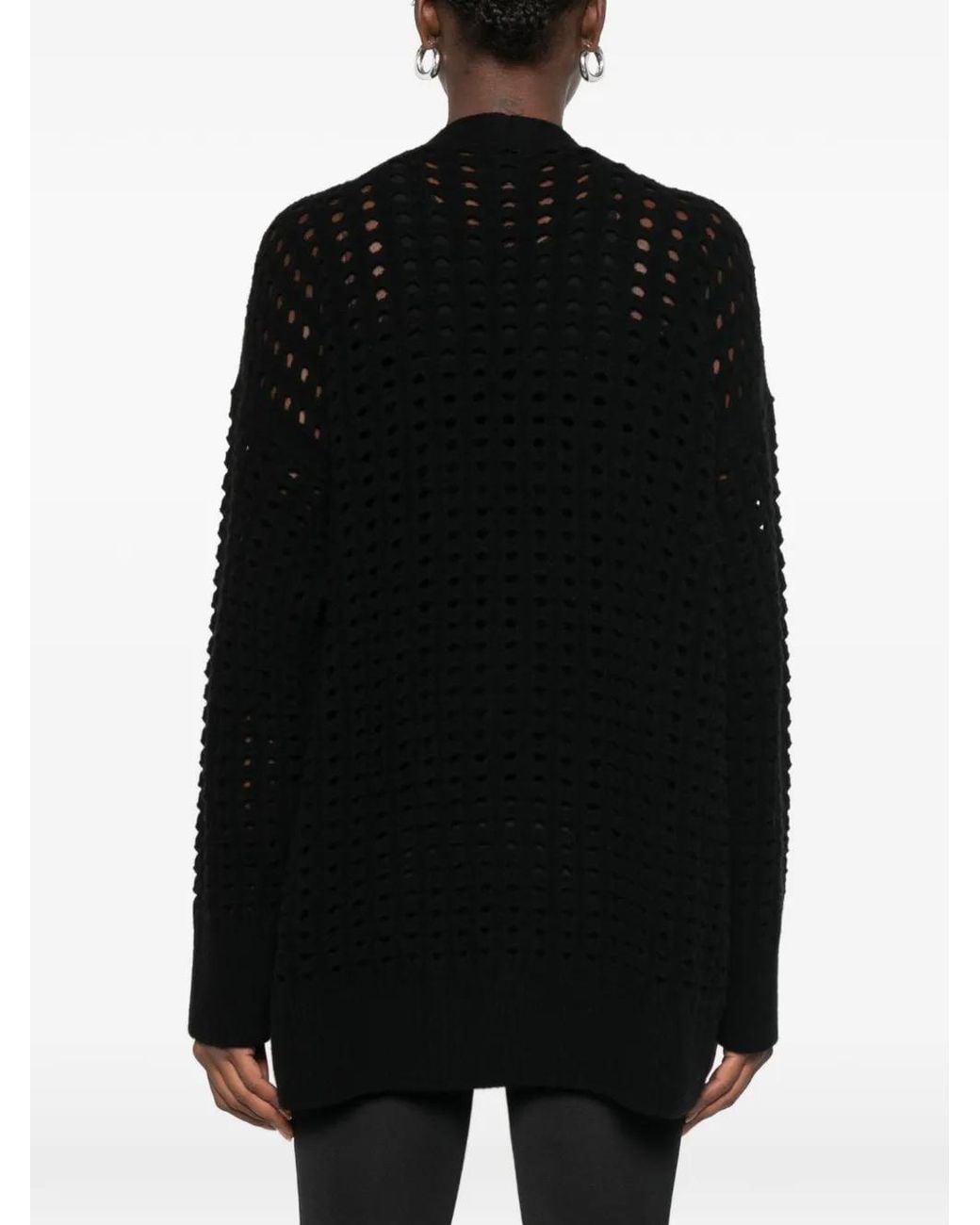 Nude Black Open-Knit Wool Sweater