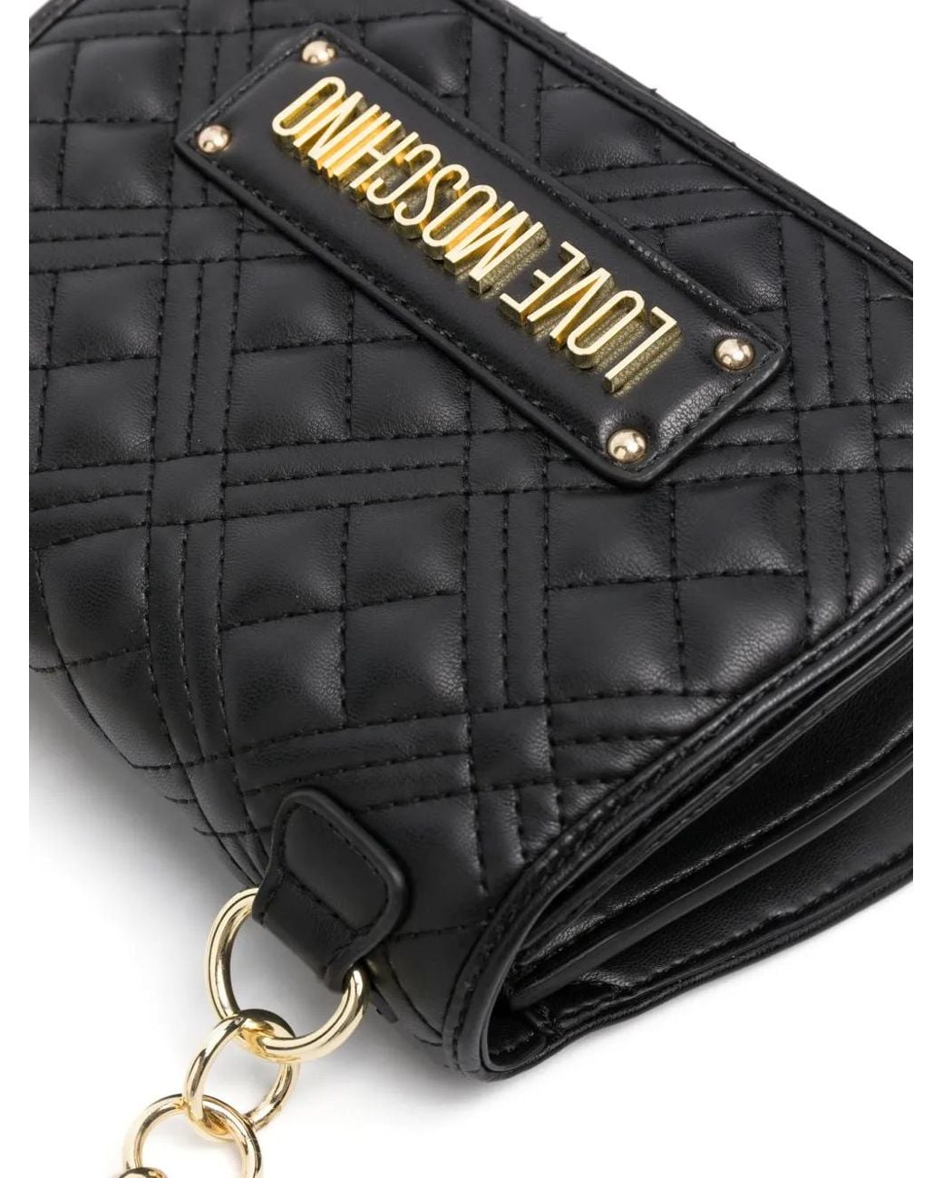 Love Moschino Black Diamond-Quilted Mini Bag