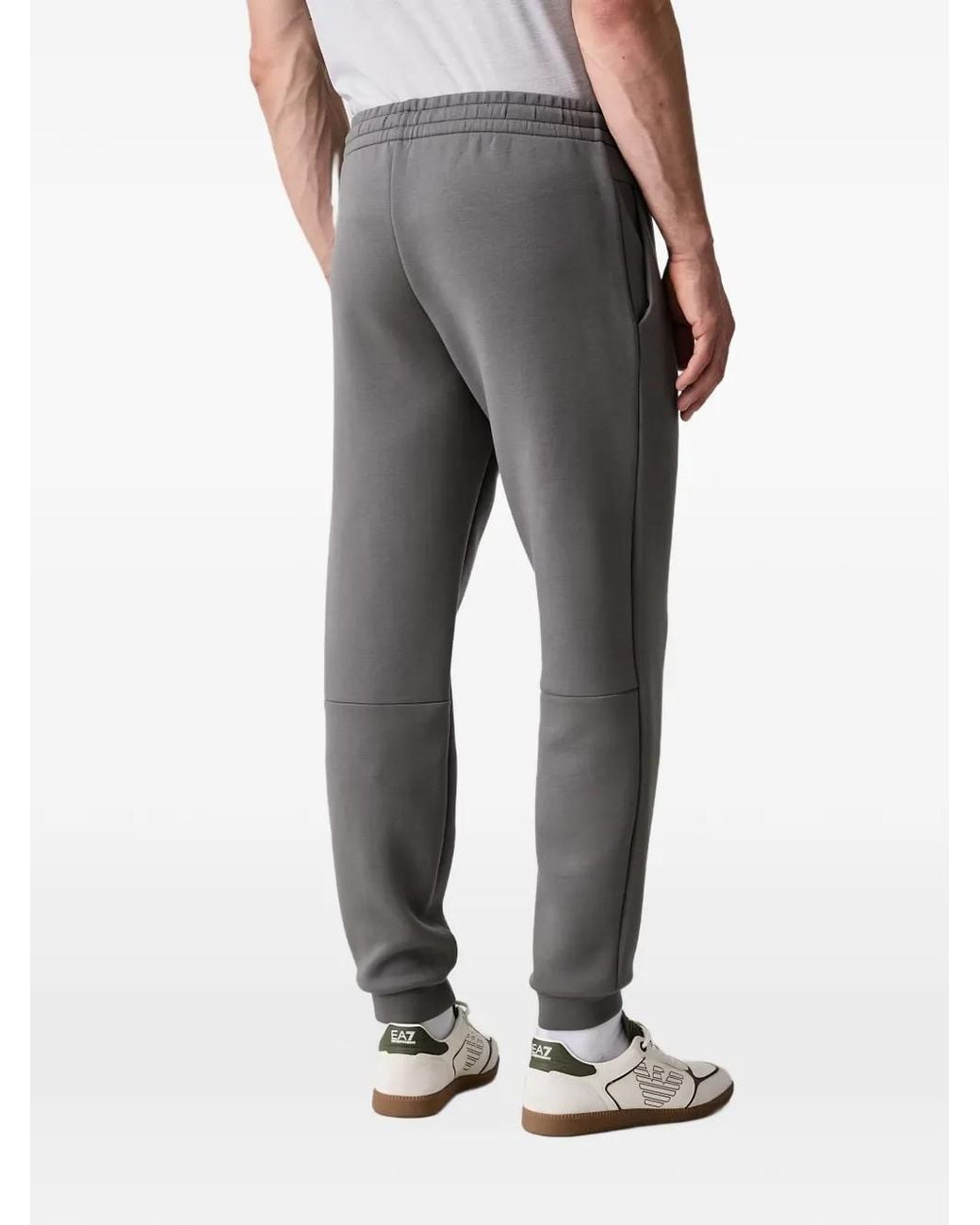EA7 Gray Logo-Patch Zip-Up Jersey Tracksuit for men