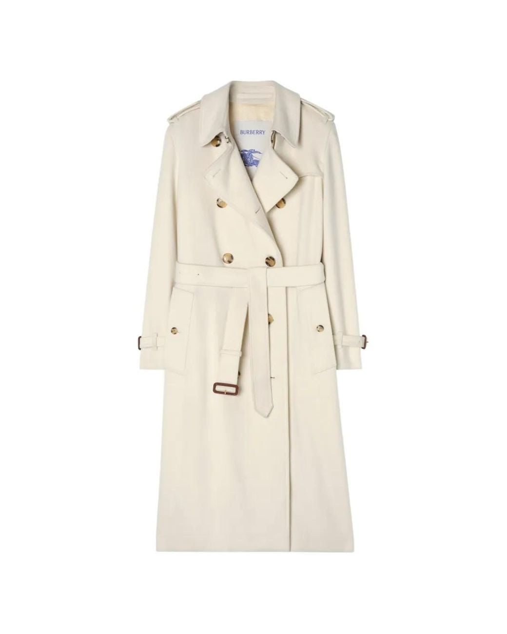 Burberry White Long Cashmere Kensington Trench Coat