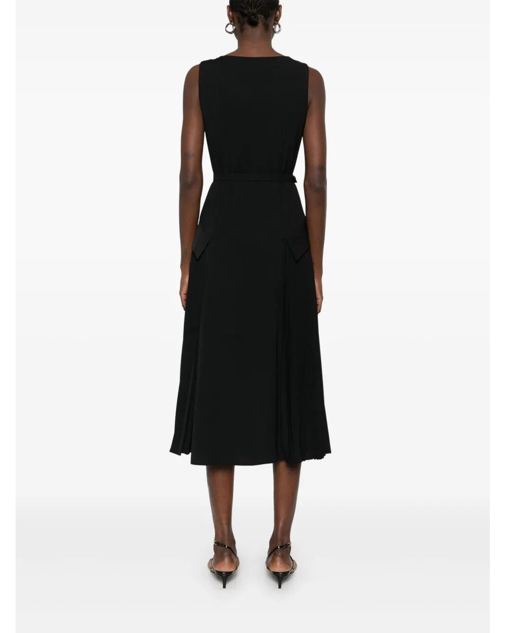 knee length dresses for ladies CurveWow Plisse Wrap Midi Dress Black – Curvewow