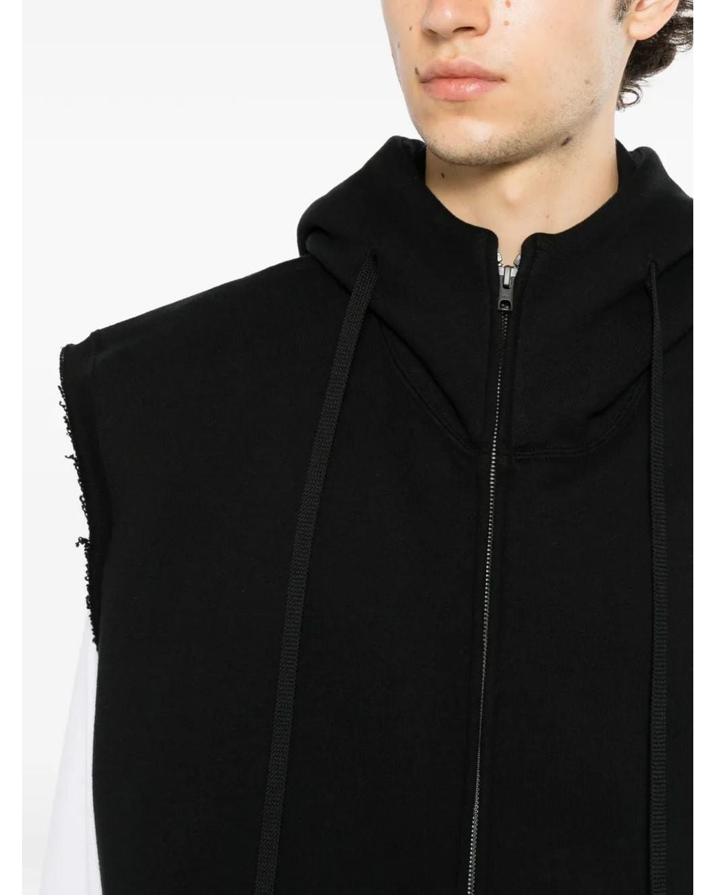 Nude:mm Black Sleeveless Zip-Up Hoodie for men