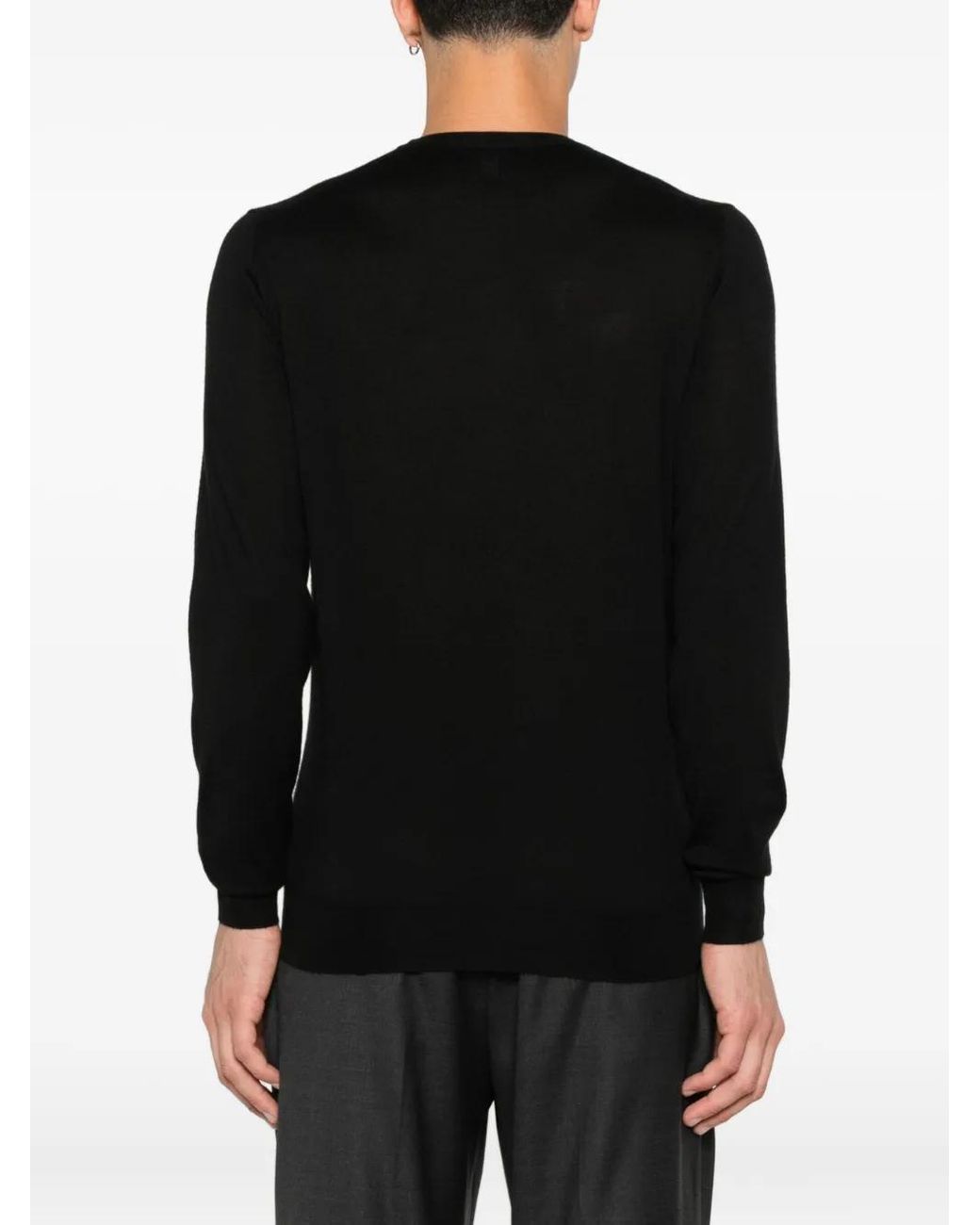 Fedeli Black Crew-Neck Long-Sleeve Top for men