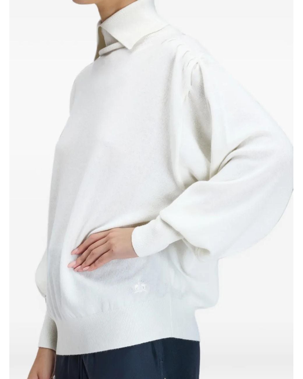 Genny White Collared Cashmere Sweater