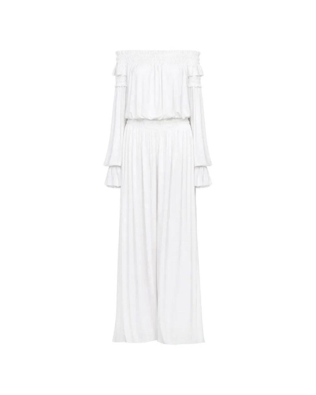 Norma Kamali White Wide Leg Peasant Trousers