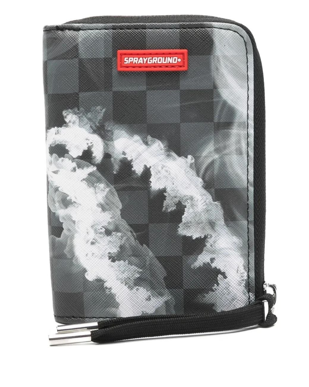 Sprayground Gray Checkerboard Print Zip Wallet for men