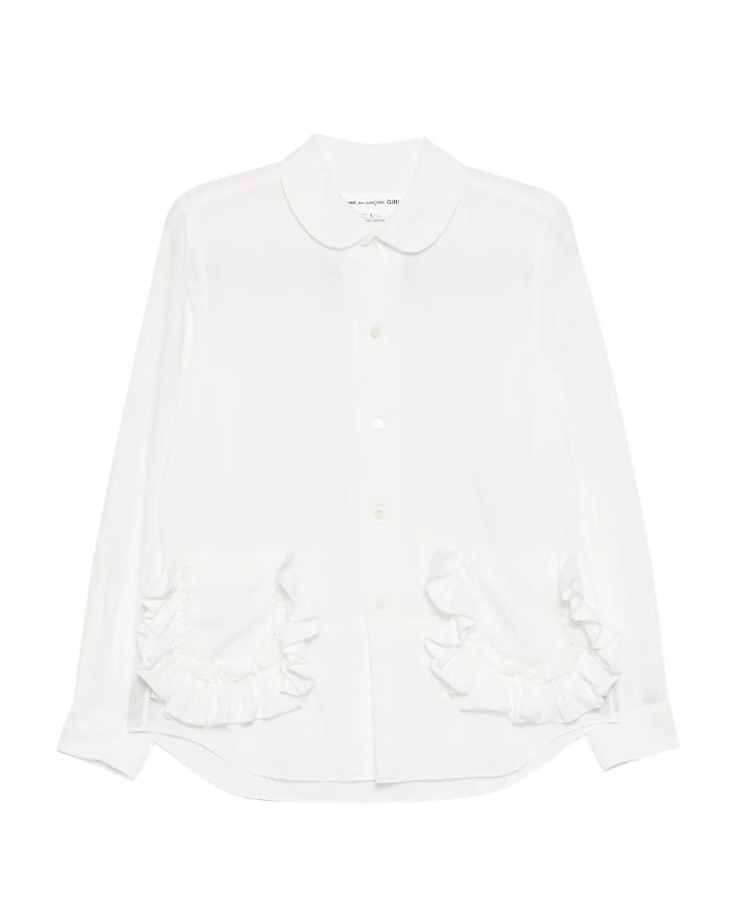 Comme des Garçons White Ruffled-Pocket Shirt