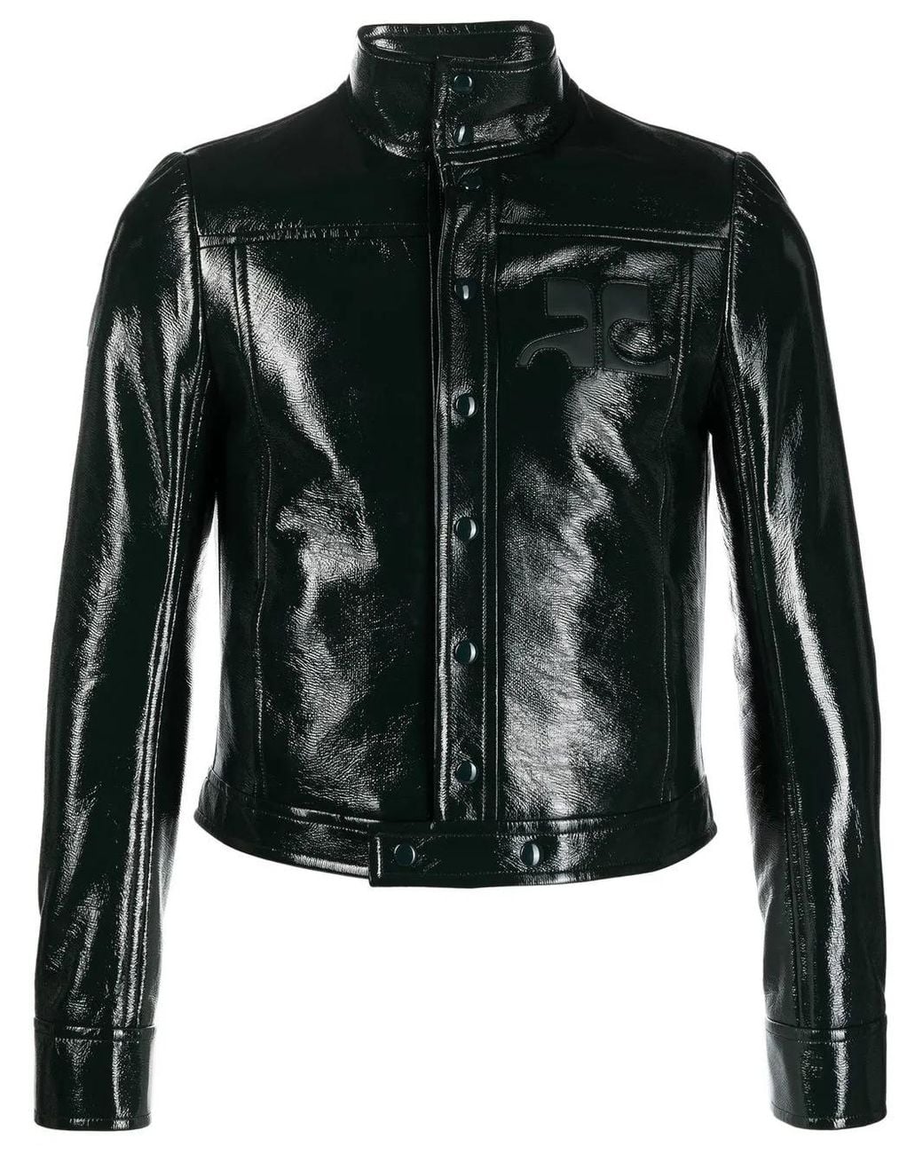 Courreges Black Button-Up Faux-Leather Jacket for men