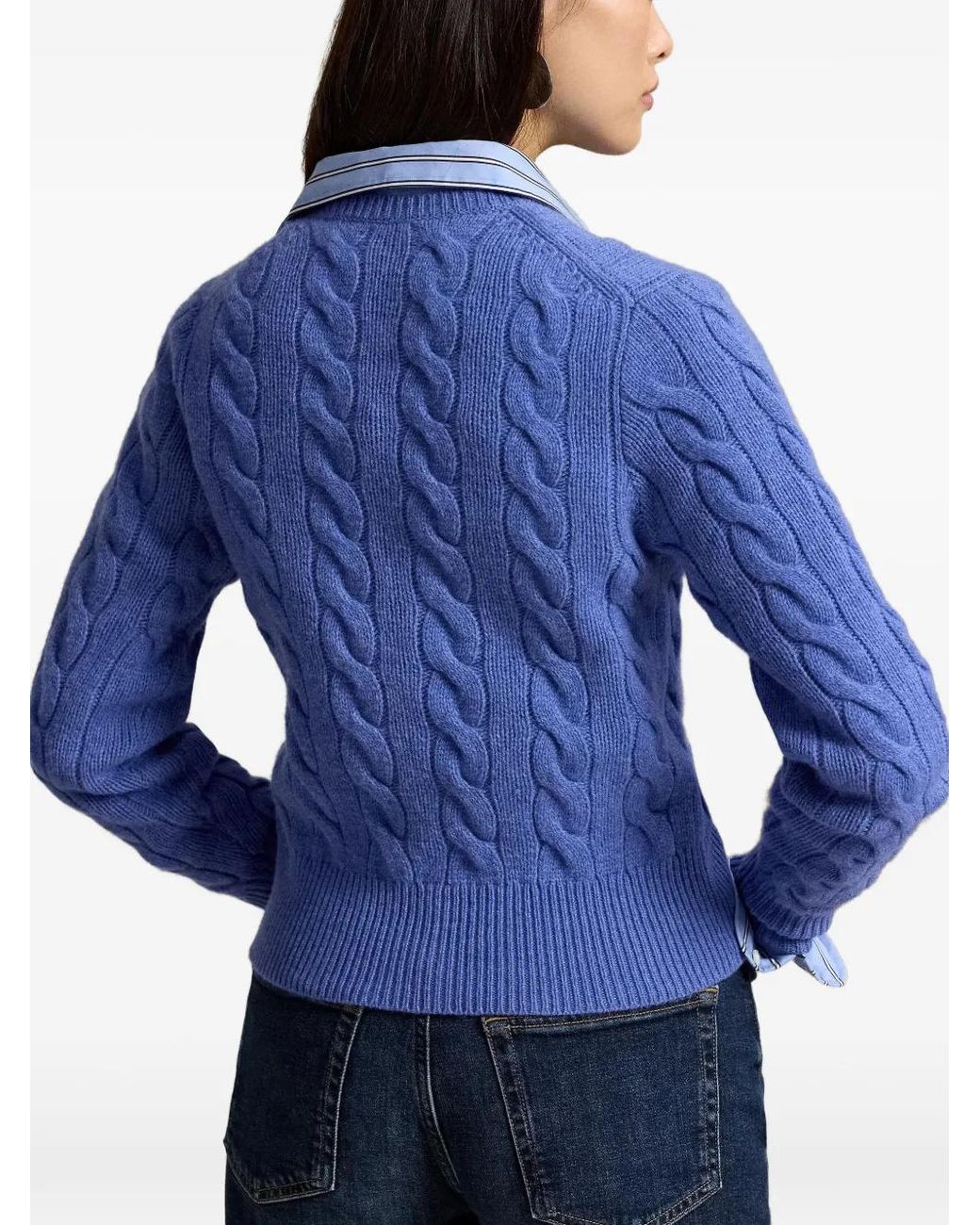 Polo Ralph Lauren Blue Pony Cable-Knit Cardigan