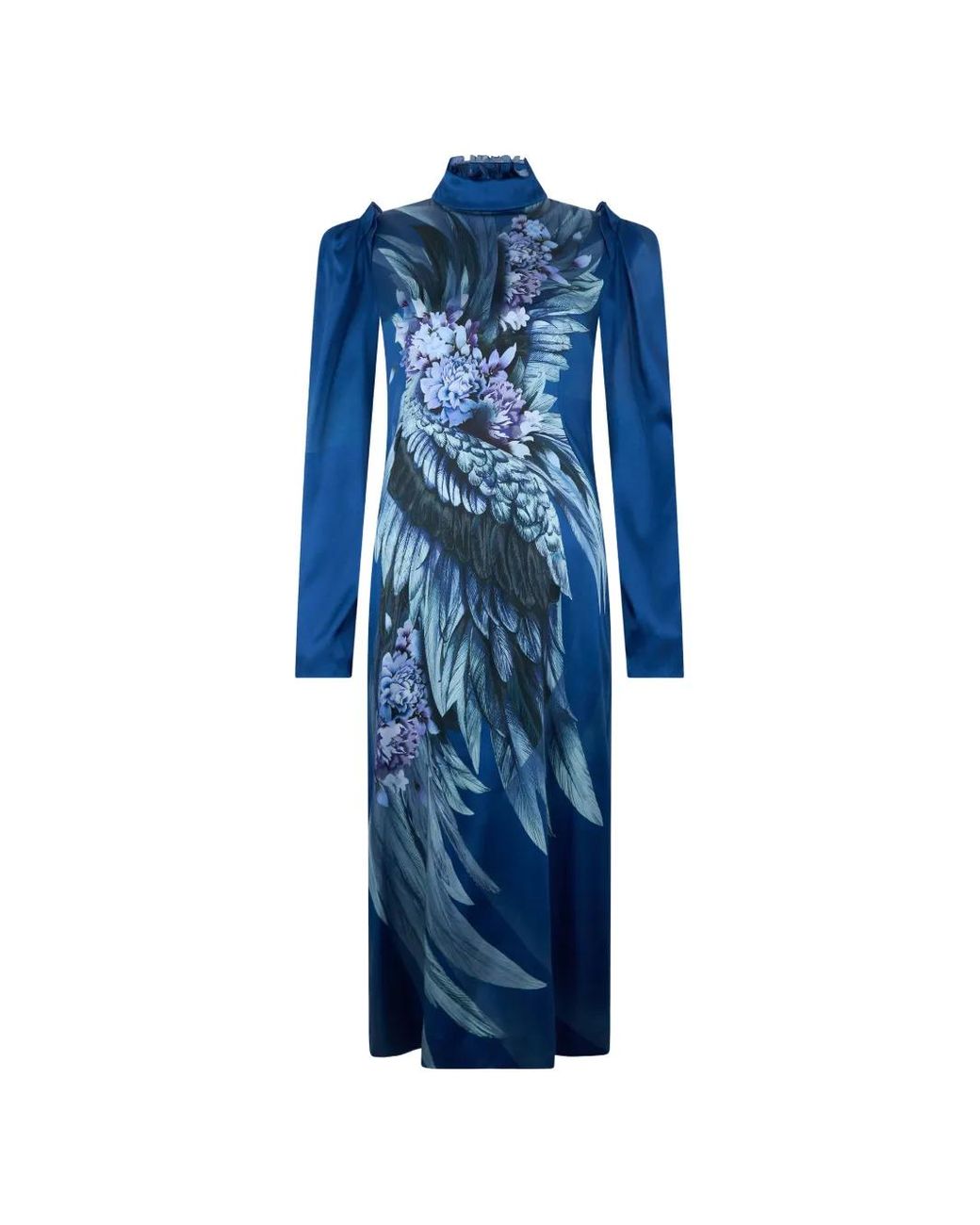 Alberta Ferretti Blue High-Neck Maxi Dress