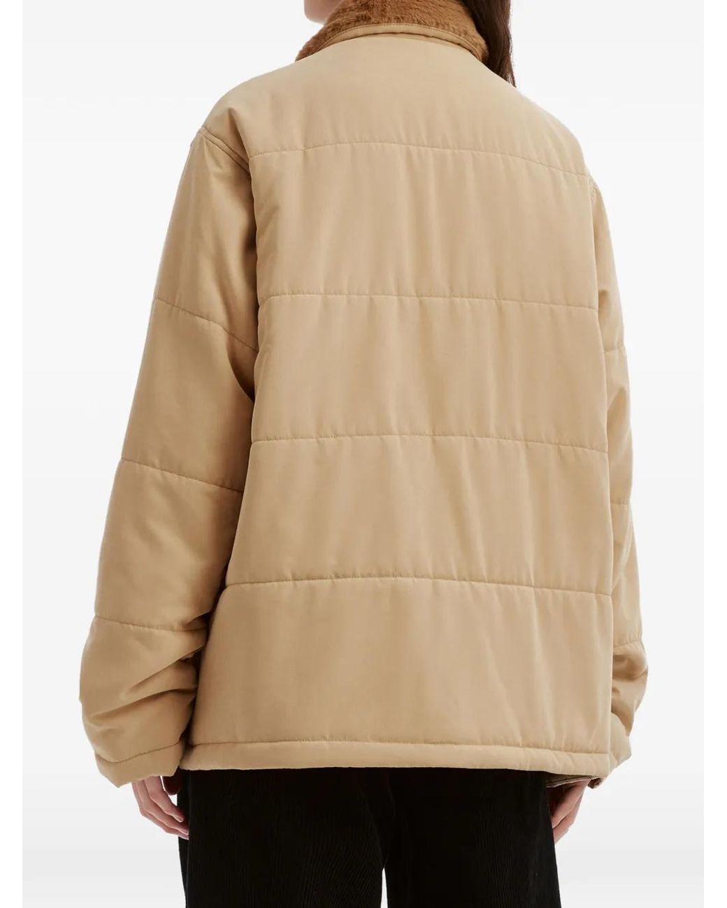 Chocoolate Natural Quilted Faux-Fur Collar Jacket