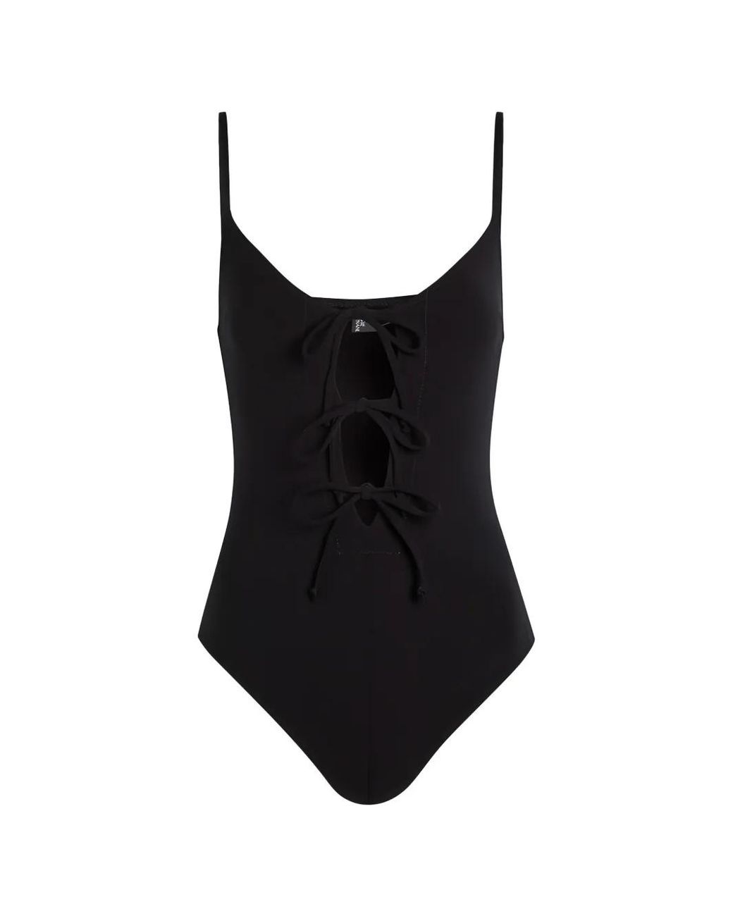 Lisa Marie Fernandez Black The Three Tie Maillot Swimsuit