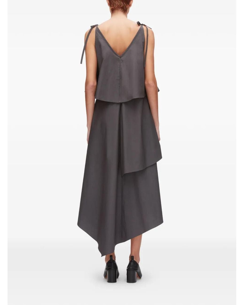 3.1 Phillip Lim Gray Flower Appliqué Layered Dress