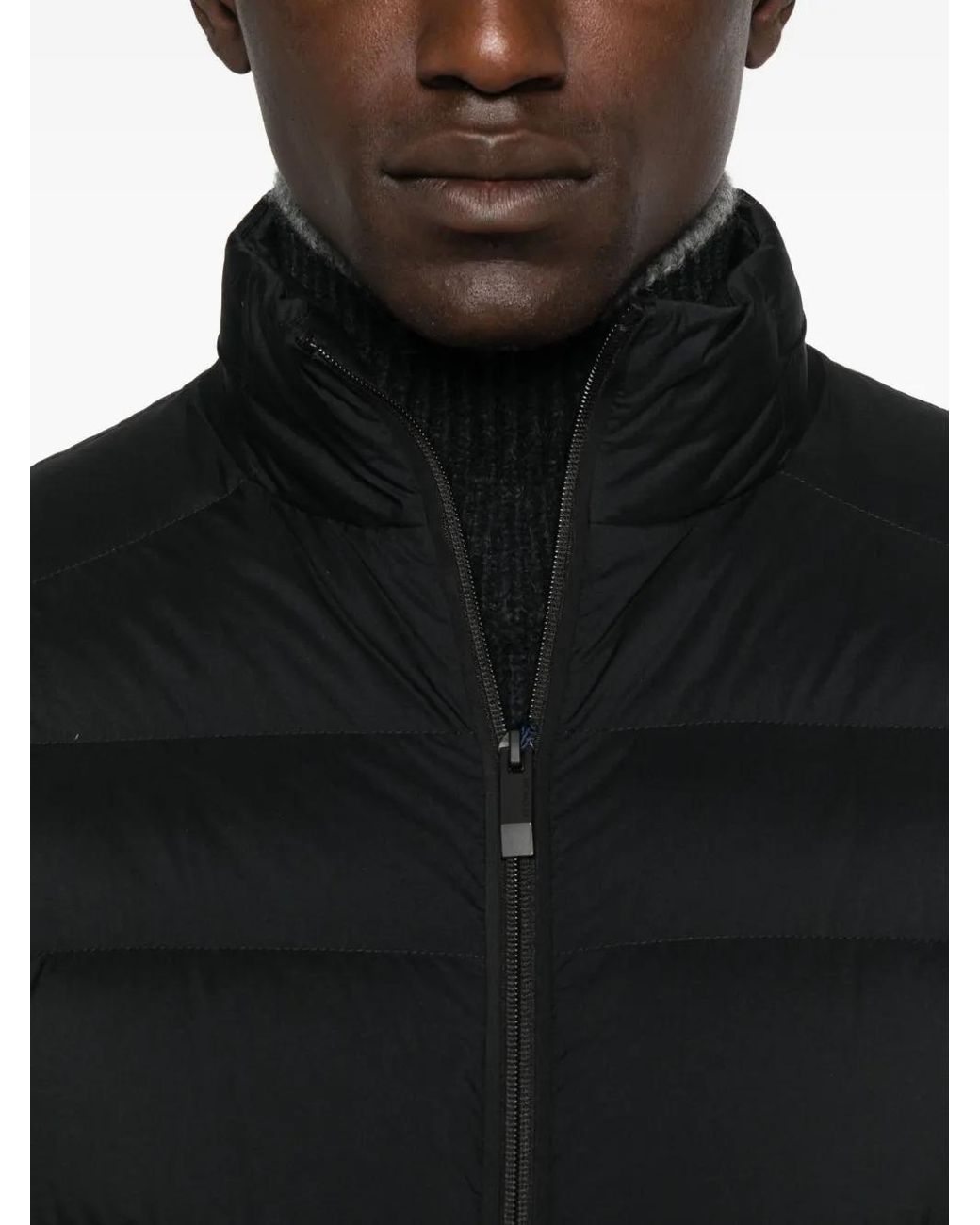 Moncler Black Quilted Zip-Up Jacket for men