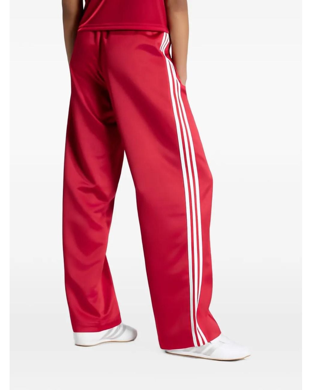 Adidas Red Satin Sst Loose Track Trousers