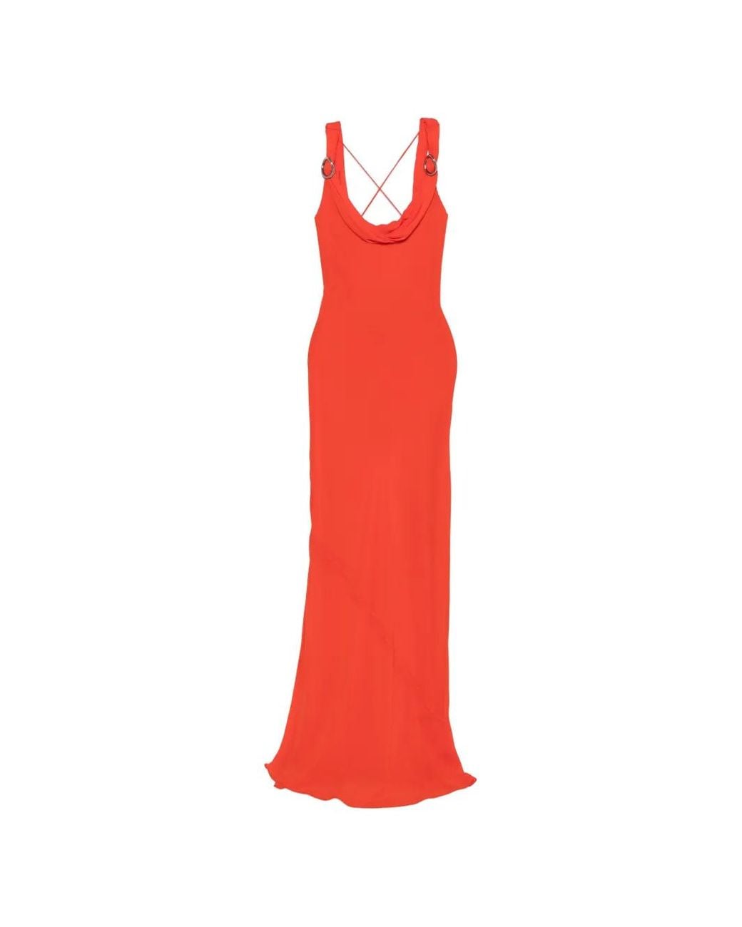 Patrizia Pepe Red Cowl-Neck Ring-Detail Dress