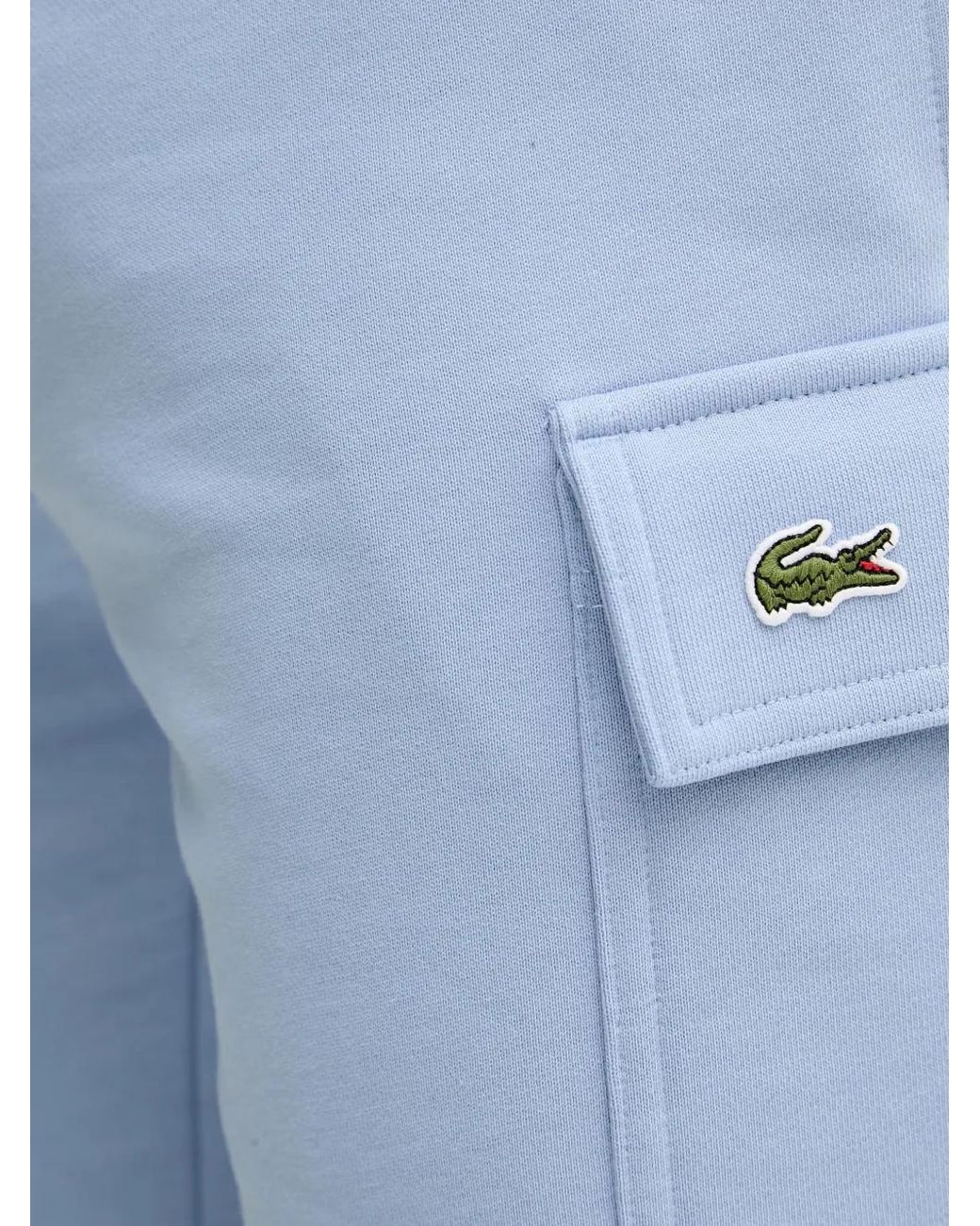 Lacoste Blue Cotton Fleece Cargo Shorts for men
