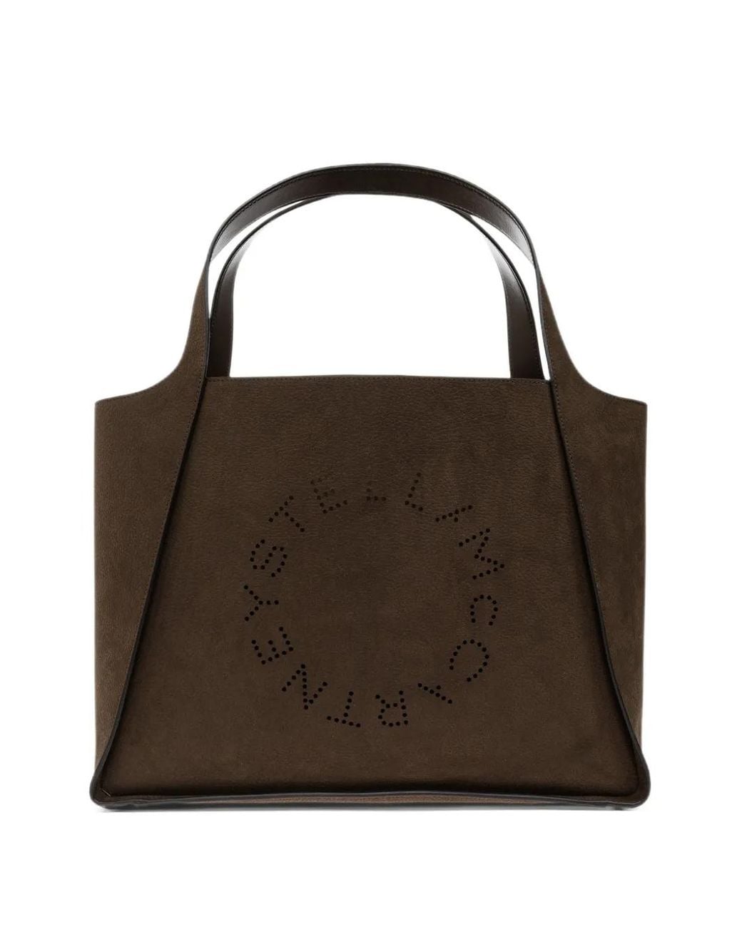 Stella McCartney Brown Logo Large Suede Tote Bag