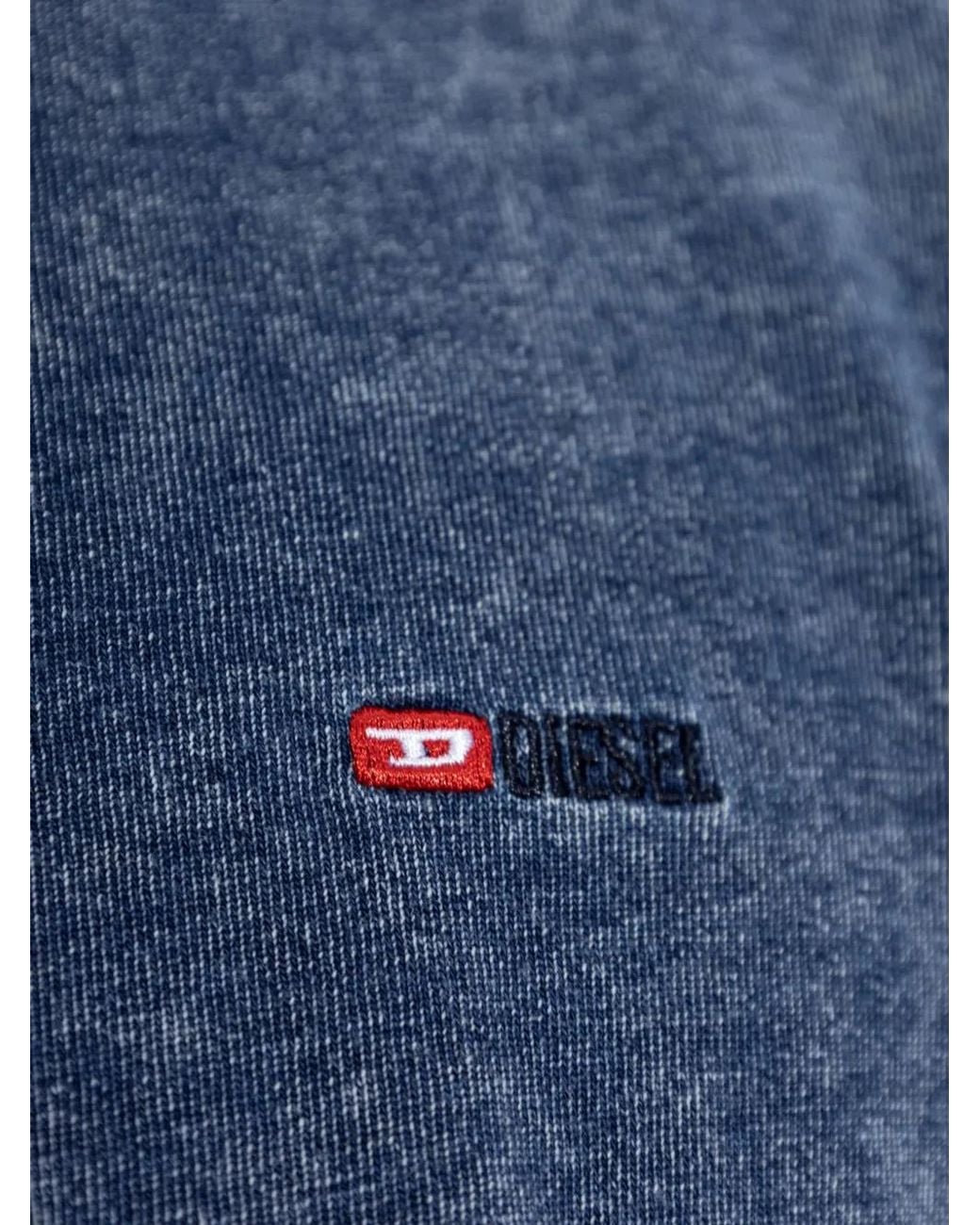 DIESEL Blue Cotton T-Shirt With Degradé Effect for men