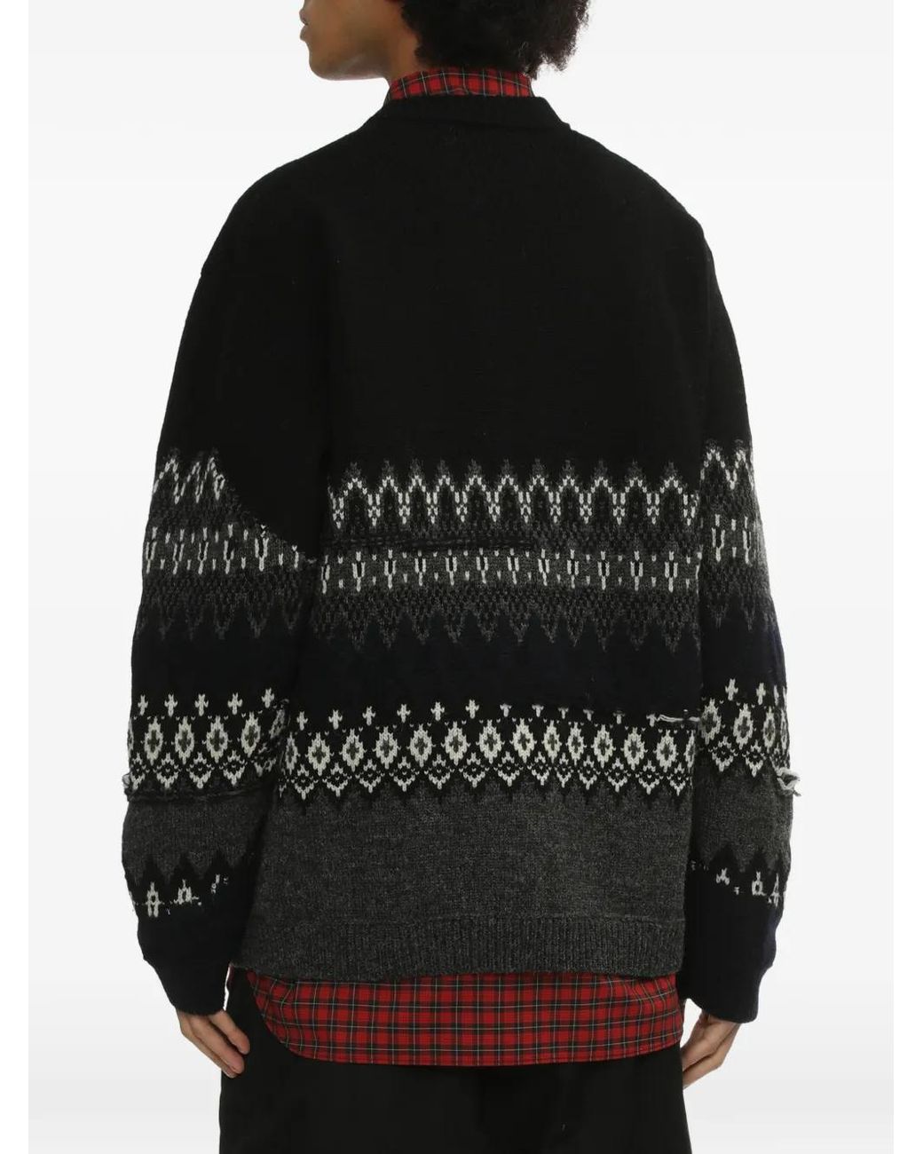 Junya Watanabe Black Patterned Wool Sweater for men