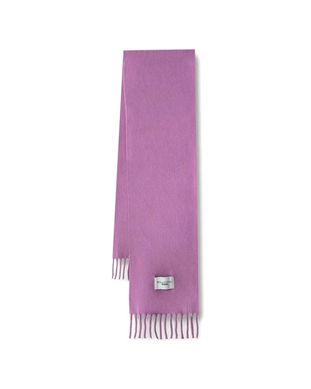 Marc O' Polo Purple Fringed Logo-Patch Scarf