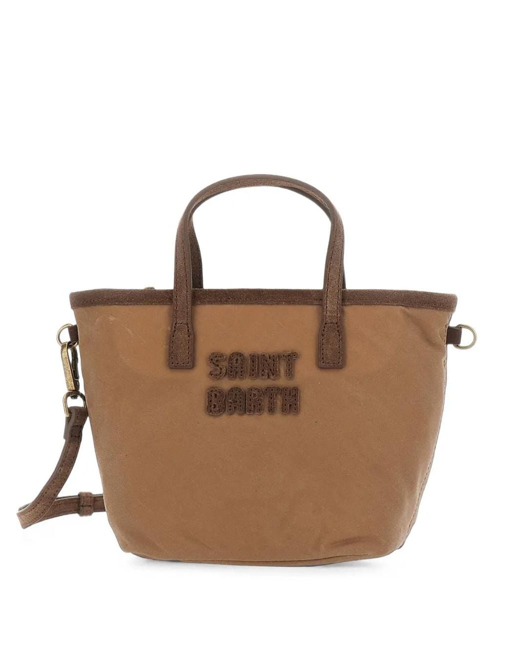 Mc2 Saint Barth Brown Mini City Logo-Detail Tote Bag