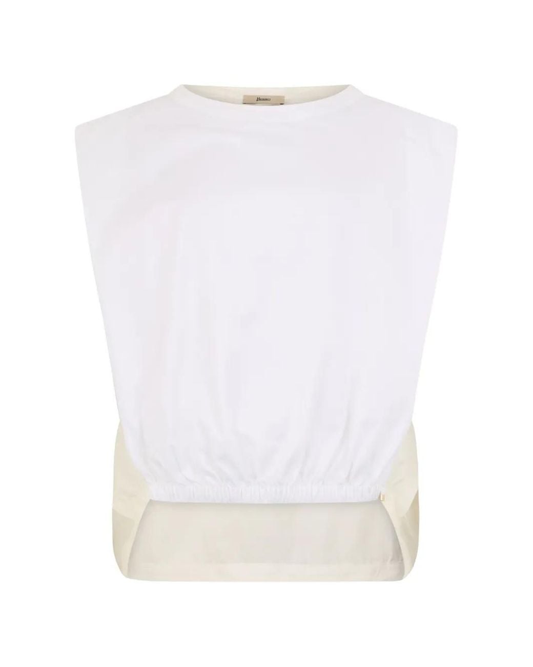 Herno White Round-Neck Panelled Top