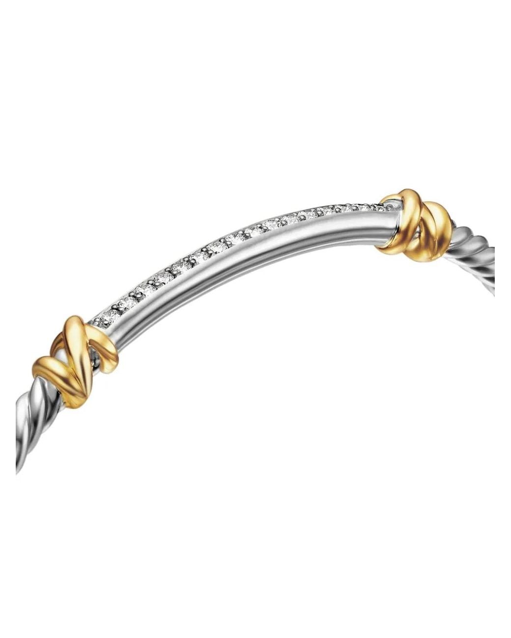 David Yurman White 18Kt And Sterling Petite Helena Classic Cable Station Diamond Bracelet (3Mm)