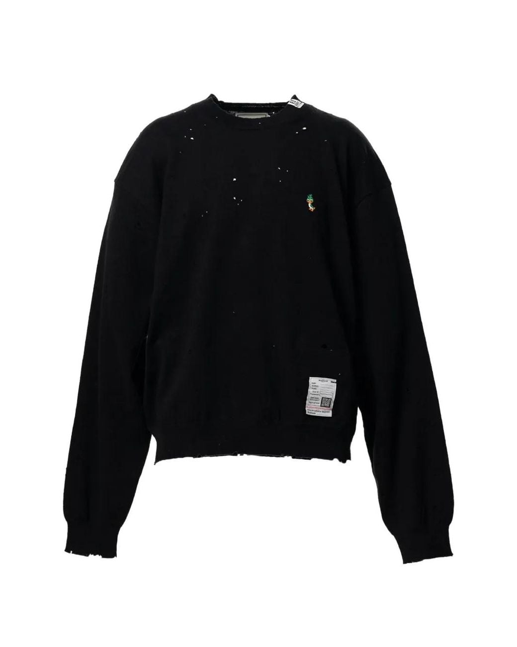 Maison Mihara Yasuhiro Black Distressed-Effect Knitted Sweatshirt for men