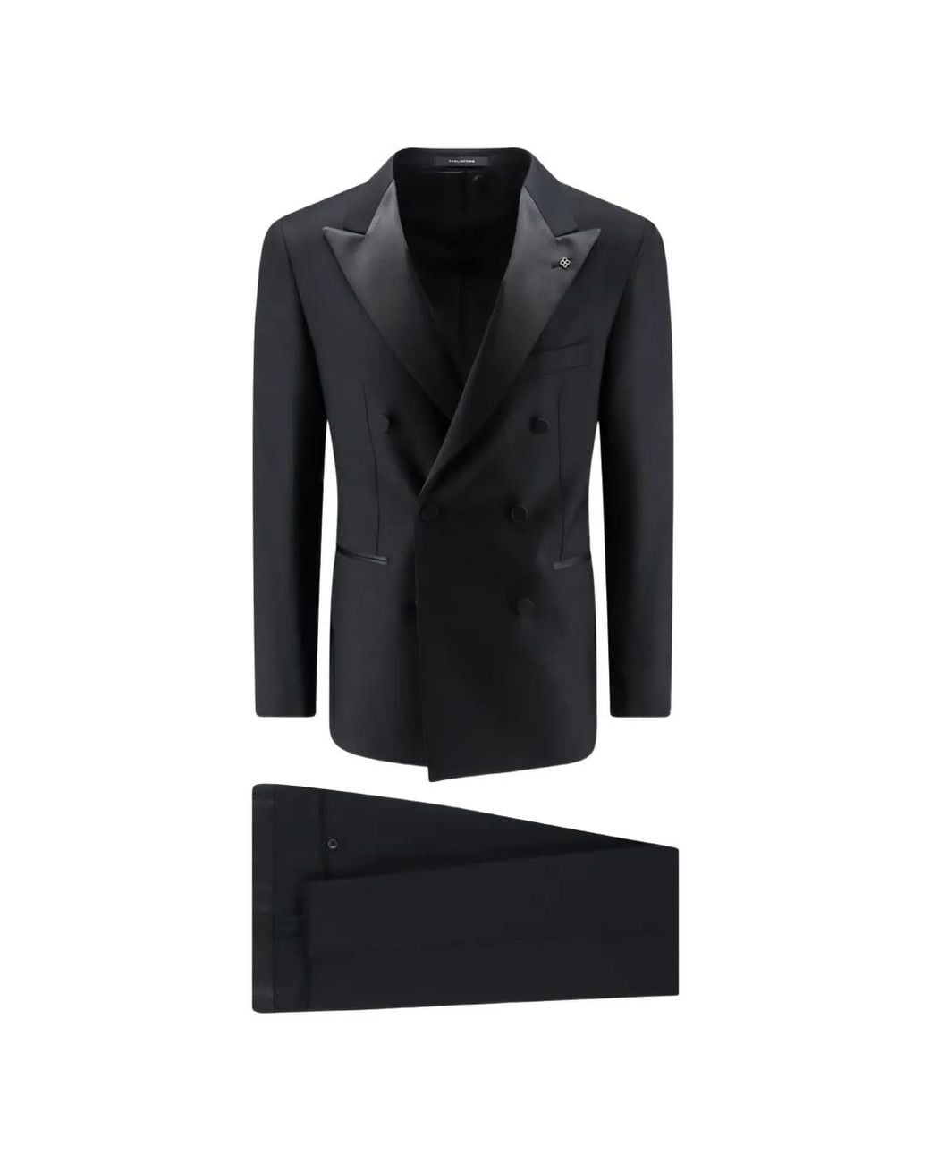Tagliatore Black Double-Breasted Wool Tuxedo Blazer for men