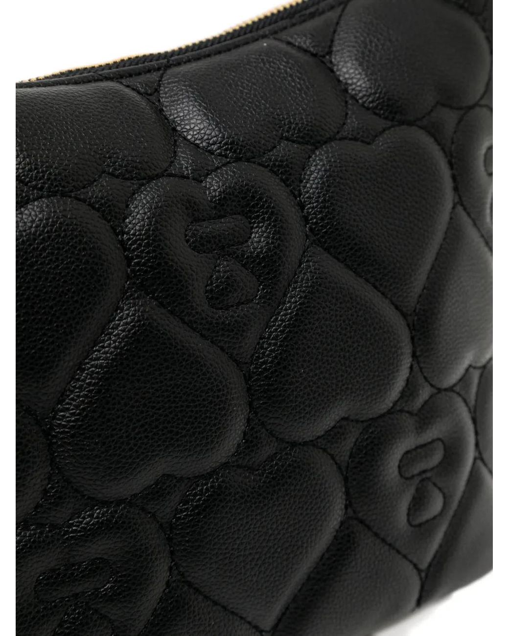 AAPE BY A BATHING AP Black Heart-Quilted Shoulder Bag