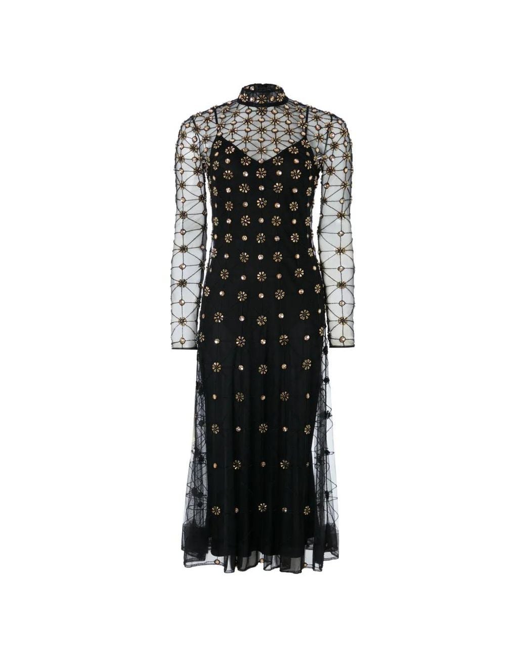 Temperley London Black Crystals-Embellished Midi Dress