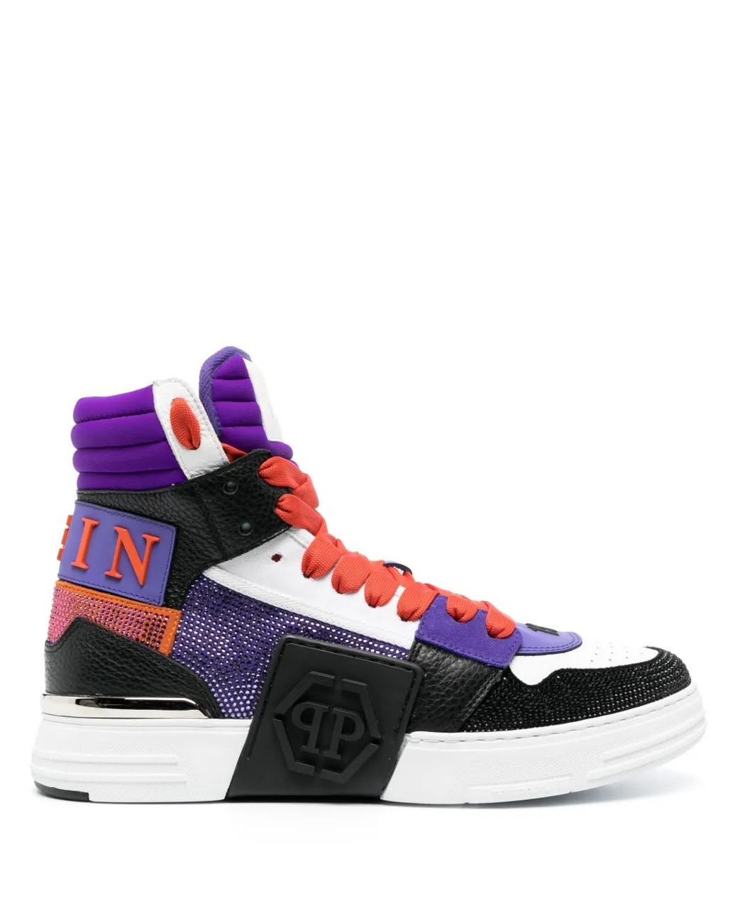 Philipp Plein White Phantom Skull & Bones Hi-Top Sneakers