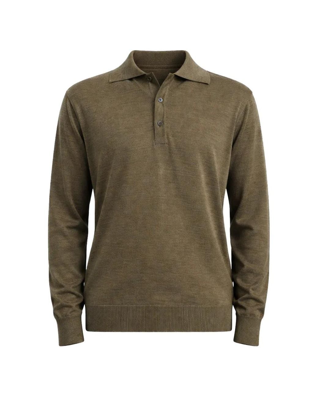 Another Aspect Green Long-Sleeve Polo Shirt for men