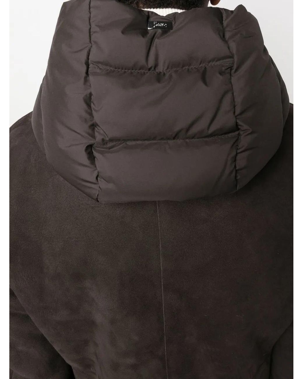 Herno Black Hooded Sheepskin-Shearling Jacket for men