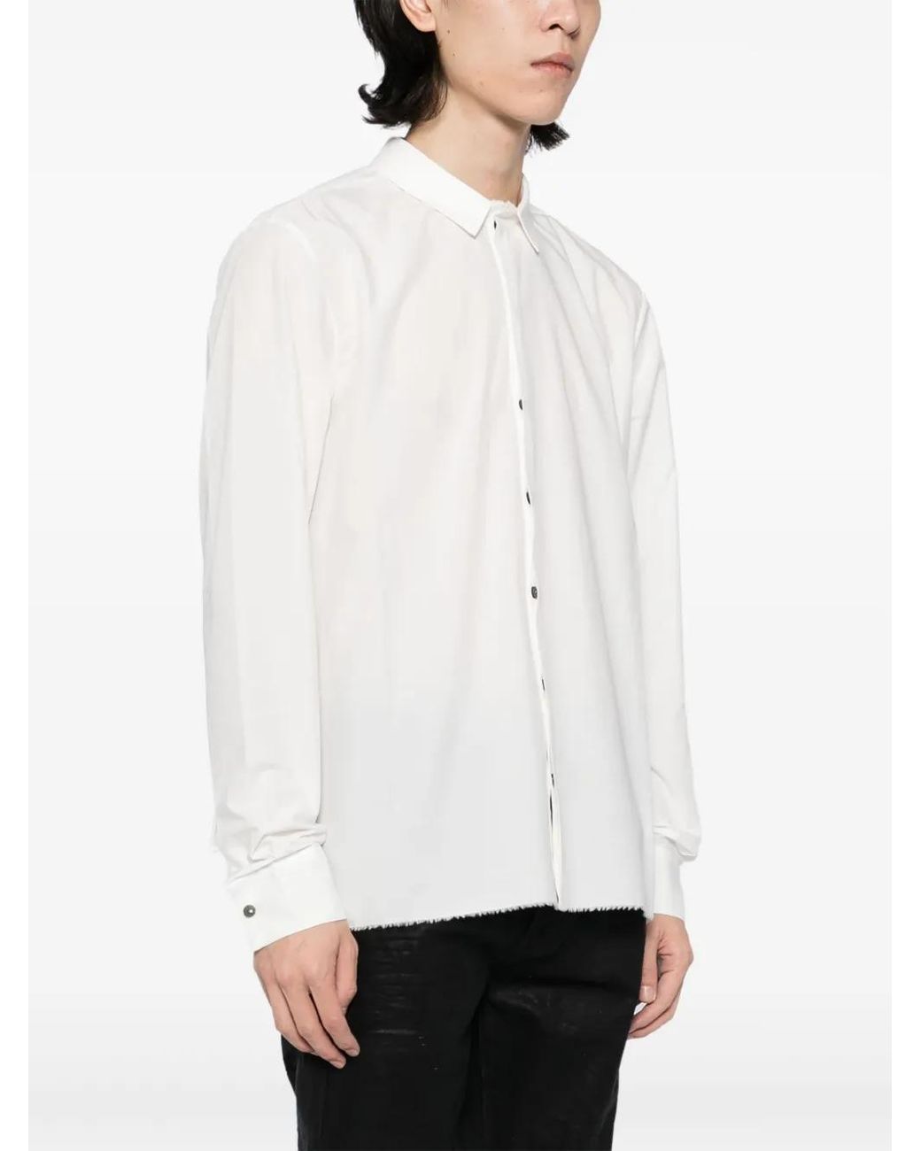 Label Under Construction White Concealed-Button Shirt for men