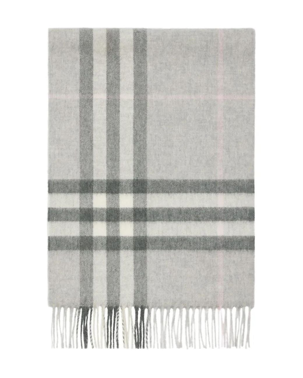 Burberry Gray Checked Cashmere Scarf