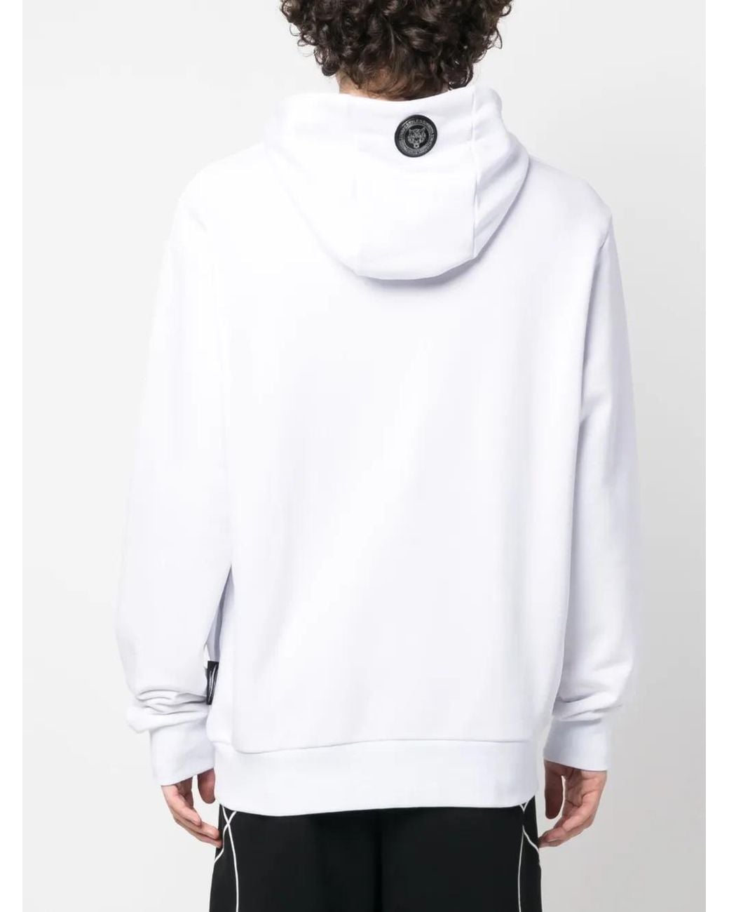 Philipp Plein White Logo Tiger-Print Hoodie for men