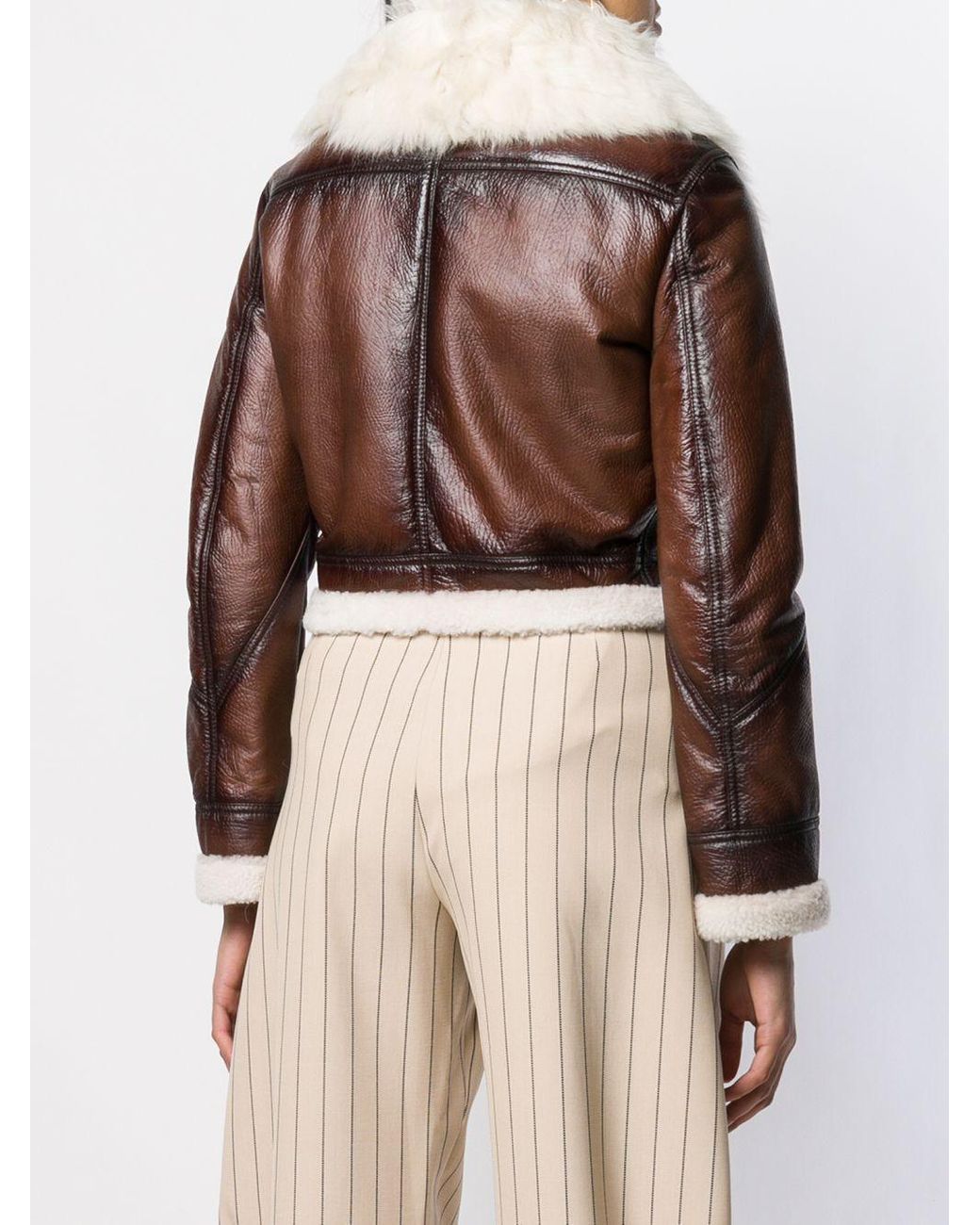 Givenchy Cropped Shearling Jacket in Brown Lyst
