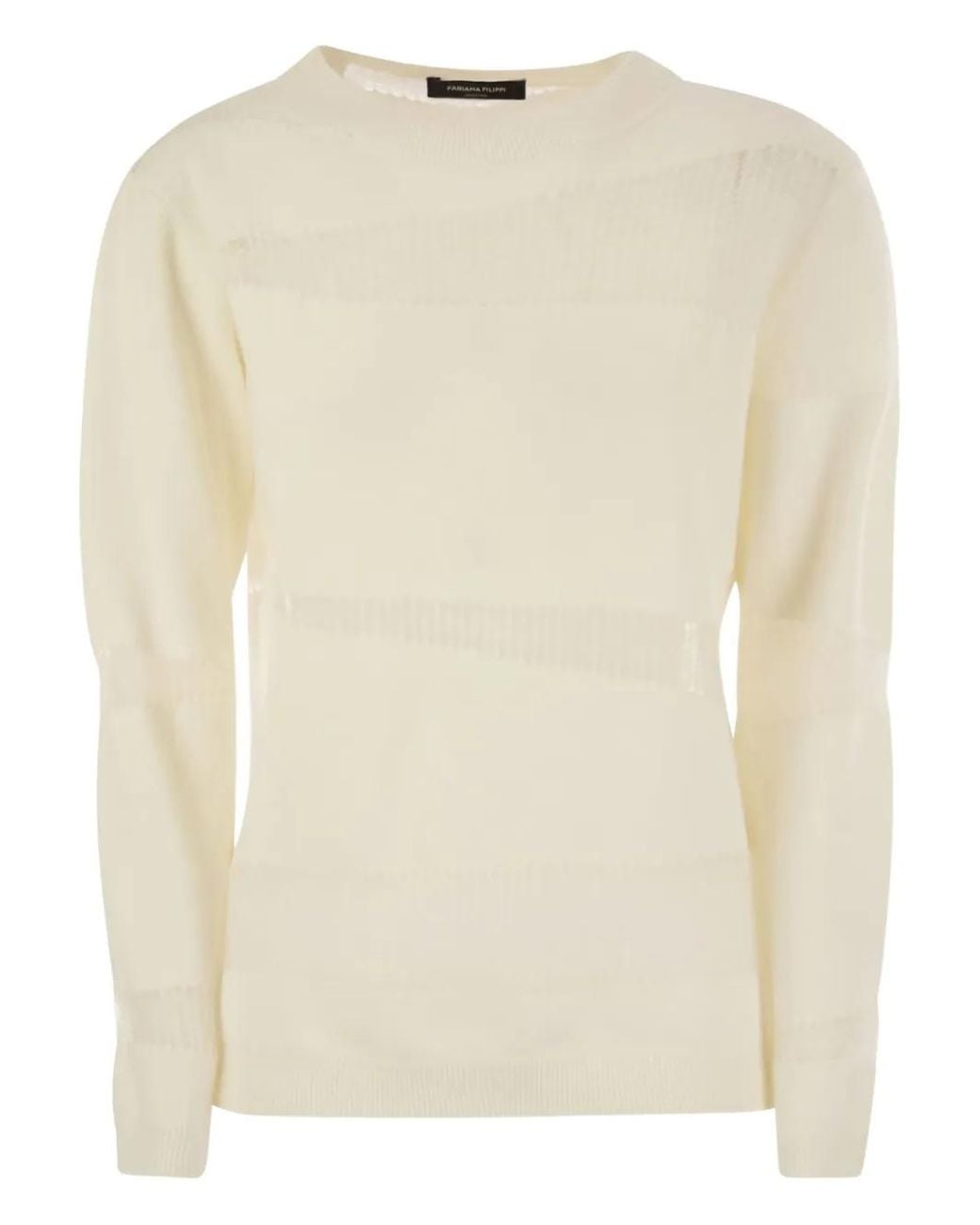 Fabiana Filippi Natural Diagonal-Insert Long-Sleeves Sweater