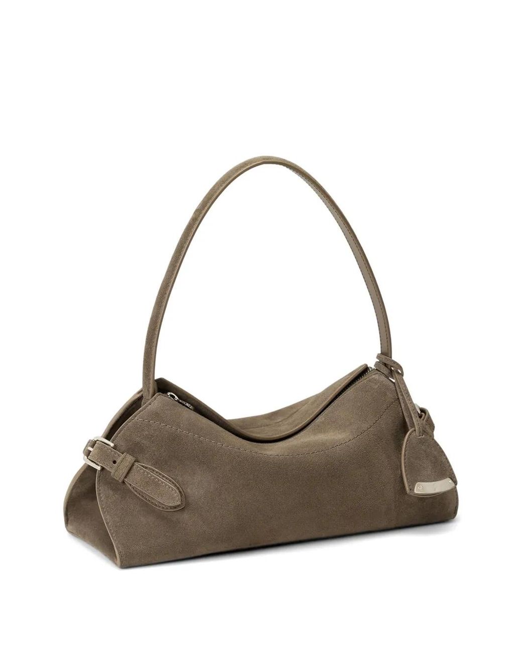 Ralph Lauren Metallic Buckle-Detail Suede Shoulder Bag
