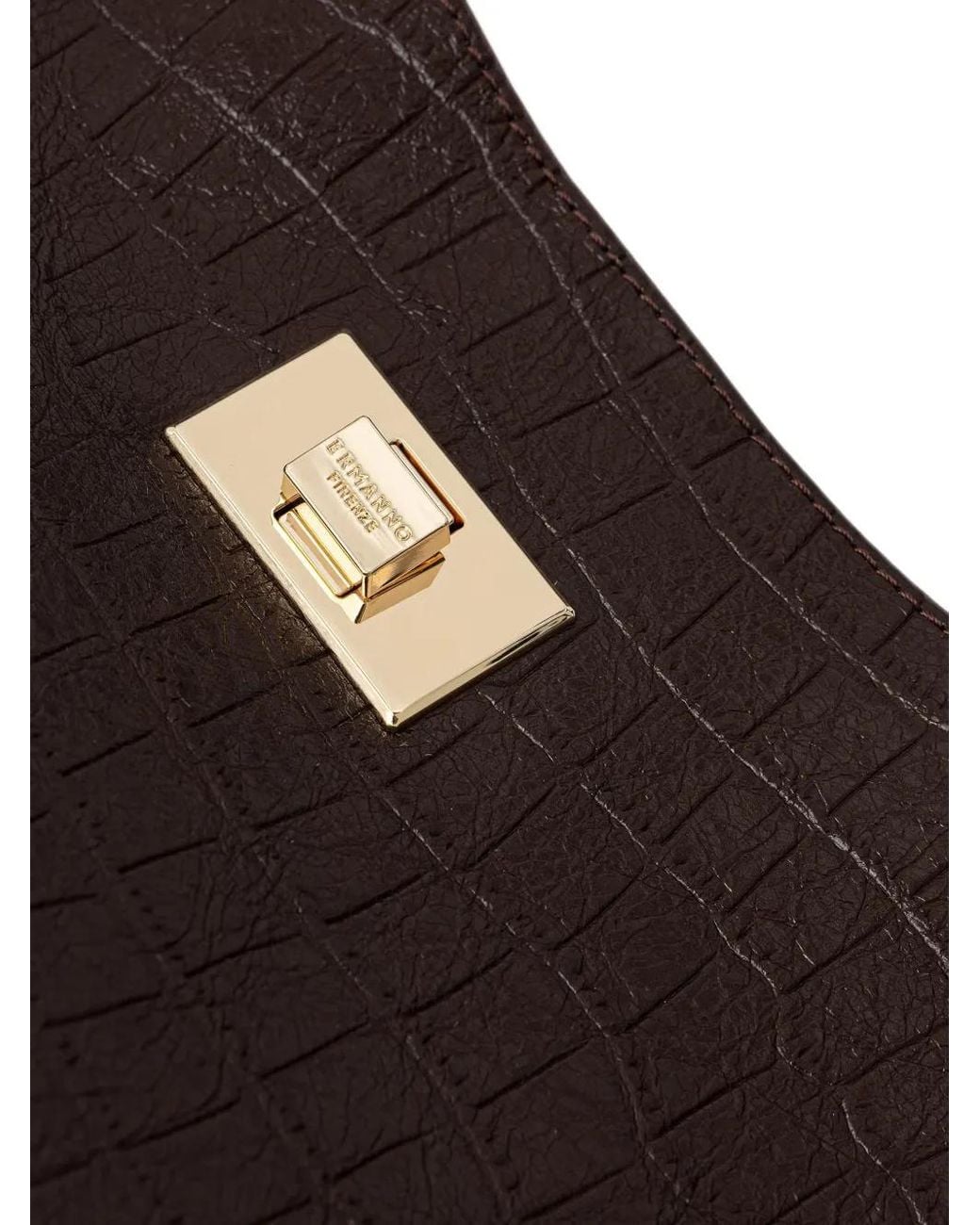 ERMANNO FIRENZE Black Crocodile-Effect Tote Bag