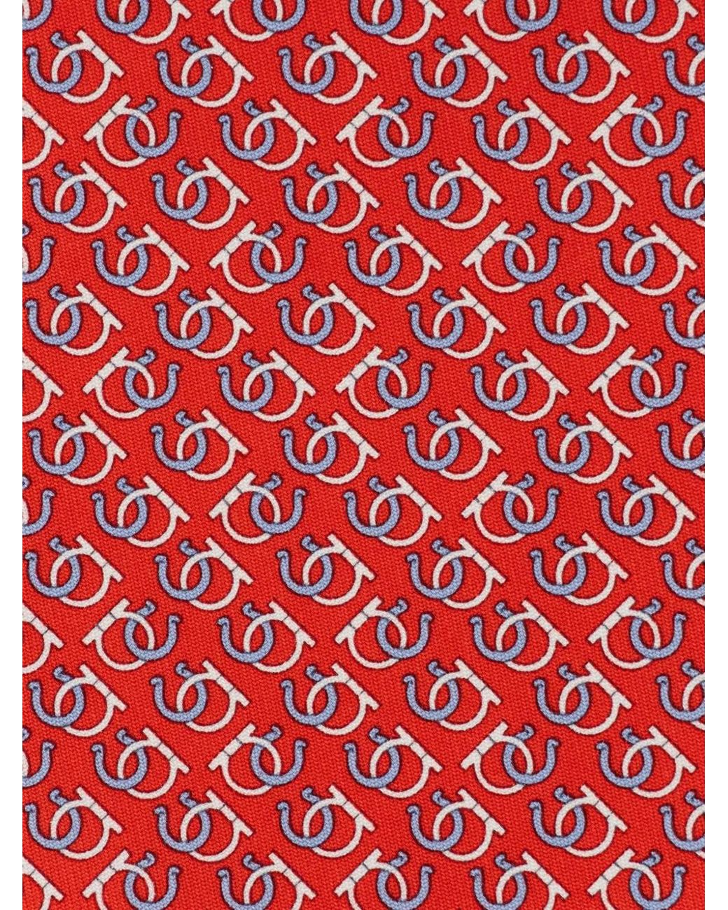 Ferragamo Red Good Luck Print Silk Tie for men