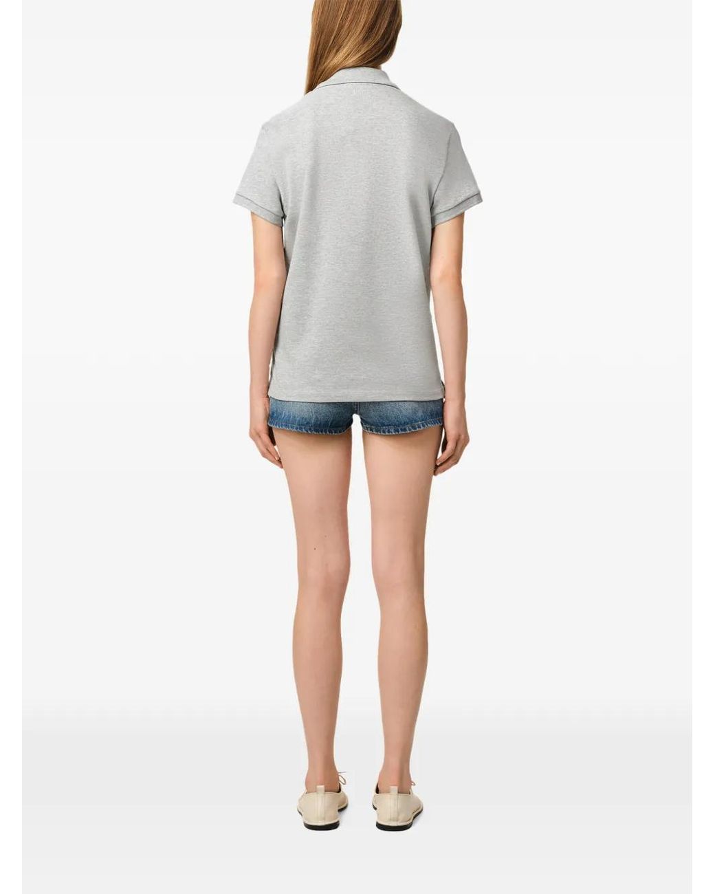AMI Gray De Coeur Organic-Cotton Polo Shirt