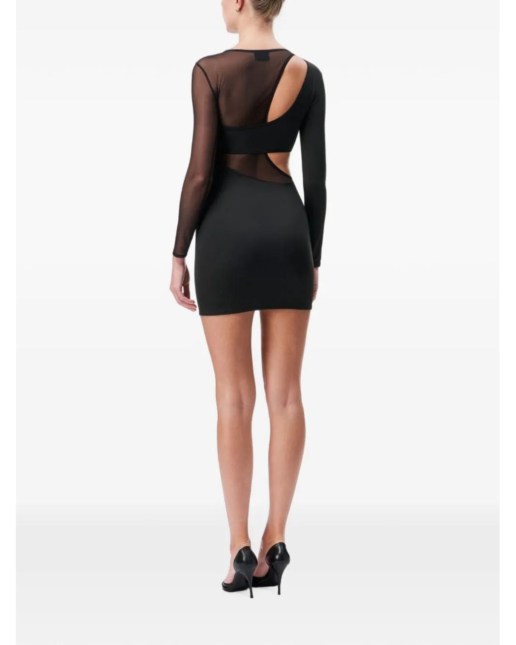 OW Collection Black Robe Courte Kari En Résille À Découpes